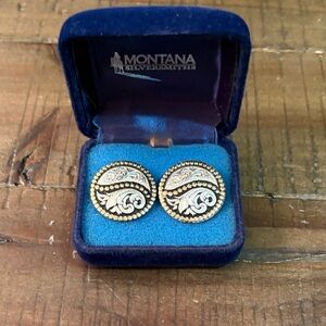 Montana Silversmiths Two-Tone Paisley Scroll Round Earrings - Silver & Gold Tone